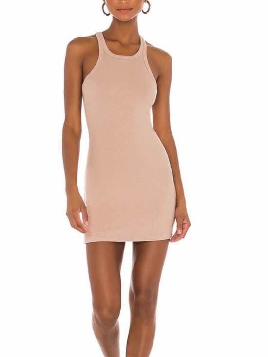 LNA Dresses & Skirts - LNA Sleeveless Ribbed skinny racer Tank Dress in Nude